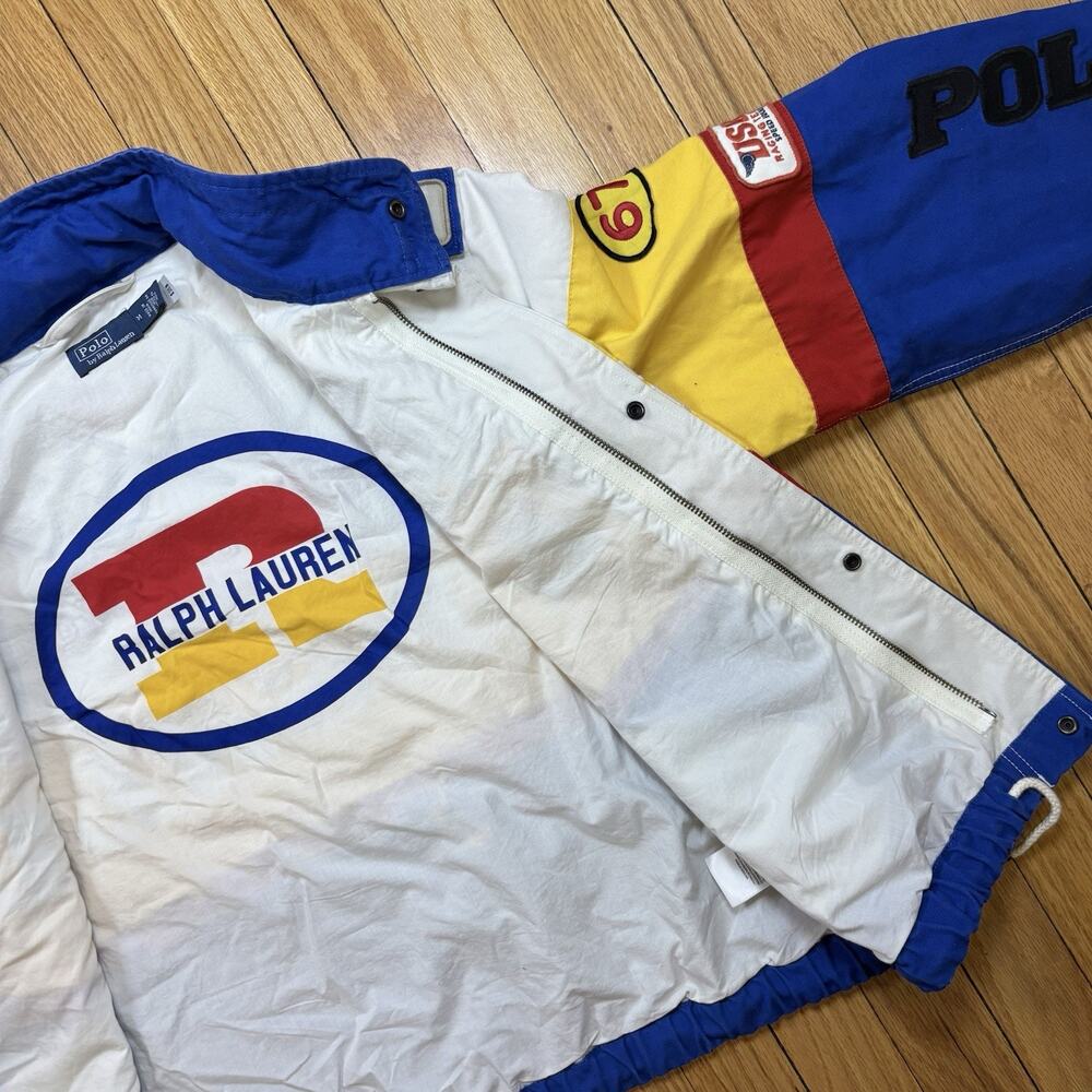 Polo Ralph Lauren USRL Racing NASCAR Canvas Bomber Jacket Size Medium Multicolor - Picture 10 of 15